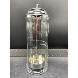 Gemco Vintage Glass Straw Dispenser or Barber Soda Fountain  11” X4 3/8” EUC